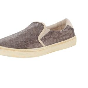 Miz Mooz metallic grey snake embossed slip on fashion sneakers womens size 8.5